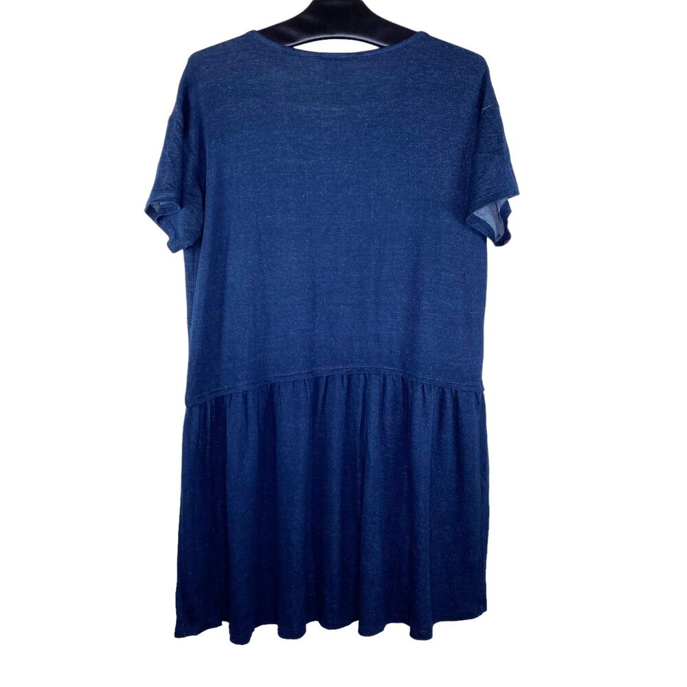 Bobeau Short Sleeve Pique Drop Waist Tunic Blue Medium - Picture 2 of 9